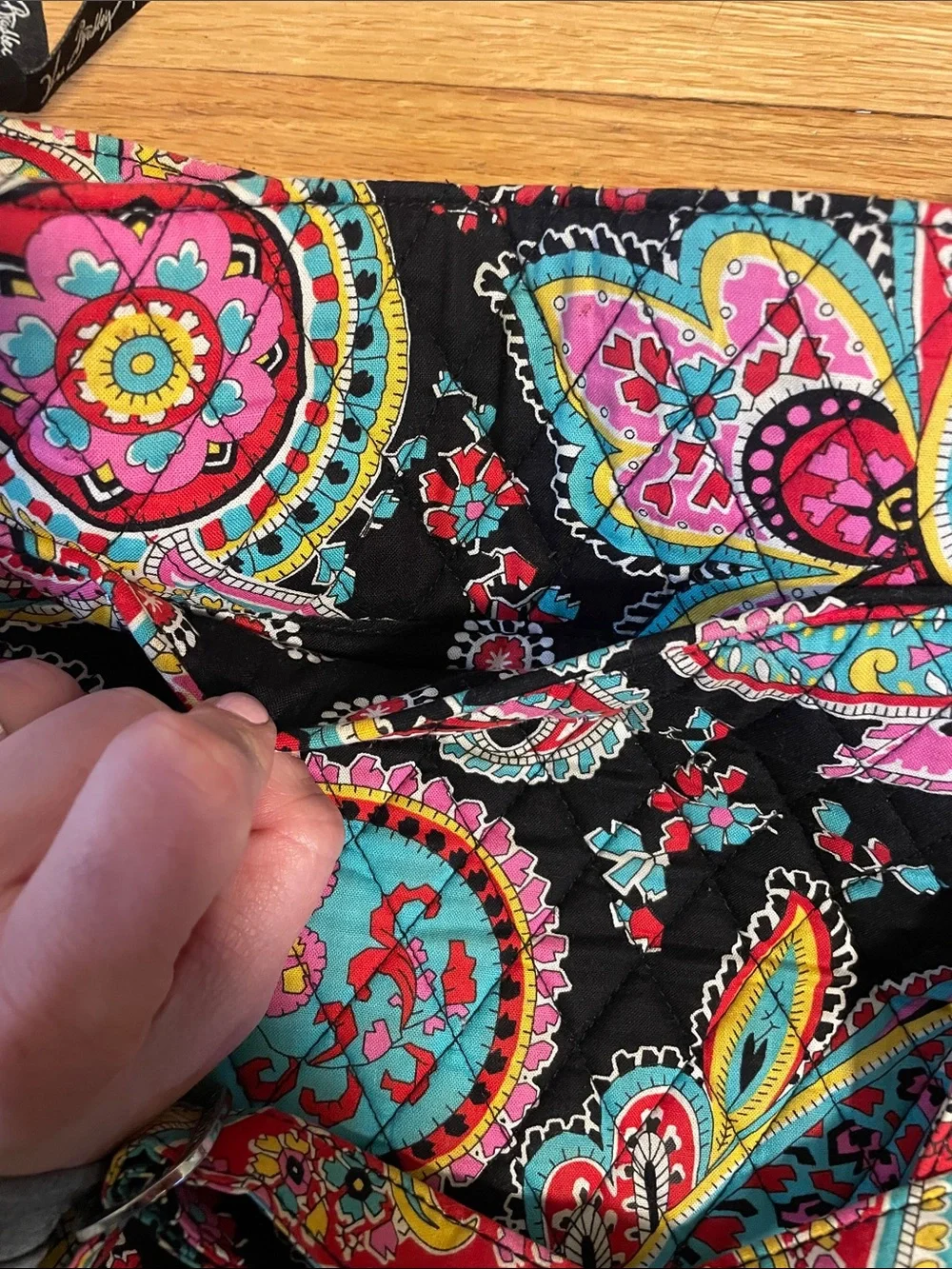 Vera Bradley Black Paisley Floral Crossbody with Bright Accents